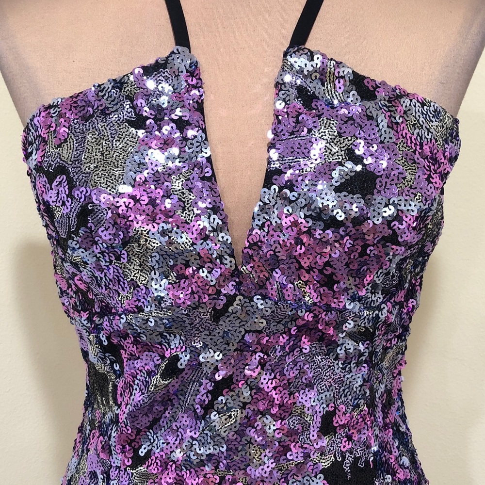 NWOT Dress The Population Amiya Dress Size Medium Purple Sequins - Picture 3 of 11